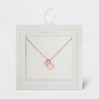 Distributed By Target Sterling Silver Open Heart Charm Necklace - Rose Gold, Gold/pink/silver