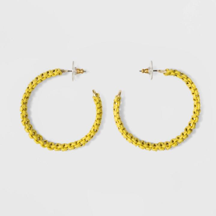 Sugarfix By Baublebar Woven Detailing Hoop Earrings - Sun Yellow, Girl's