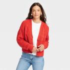 Women's Button-front Cable Stitch Cardigan - Universal Thread Red