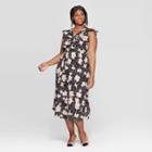 Women's Plus Size Floral Print Sleeveless Ruffle V-neck Maxi Dress - Who What Wear Black