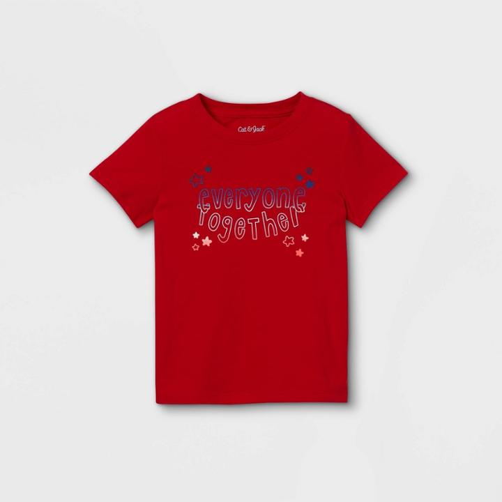 Toddler Boys' 'everyone Together' Graphic Short Sleeve T-shirt - Cat & Jack Bright Red