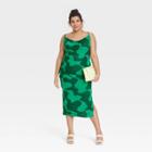 Women's Plus Size Sleeveless Ruched Mesh Dress - Ava & Viv Green X
