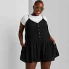 Women's Plus Size Sleeveless Button-front Romper - Wild Fable Black 1x, Women's,