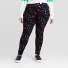 Zoe+liv Women's Plus Size Red And Green Christmas Light Leggings - Black