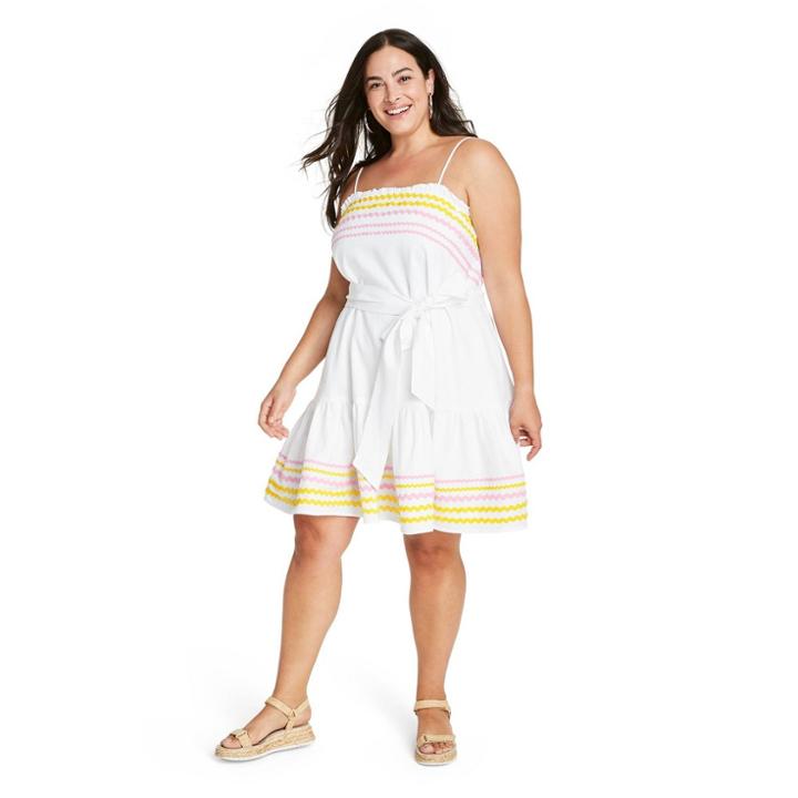 Women's Plus Size Ric Rac Dress - Lisa Marie Fernandez For Target White/yellow