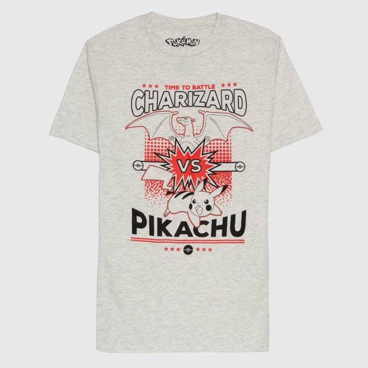 Men's Pokemon Charizard Pikachu Short Sleeve Graphic T-shirt - Off-white