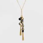Coins, Discs, And Chain Tassels Long Necklace - A New Day Gold/black
