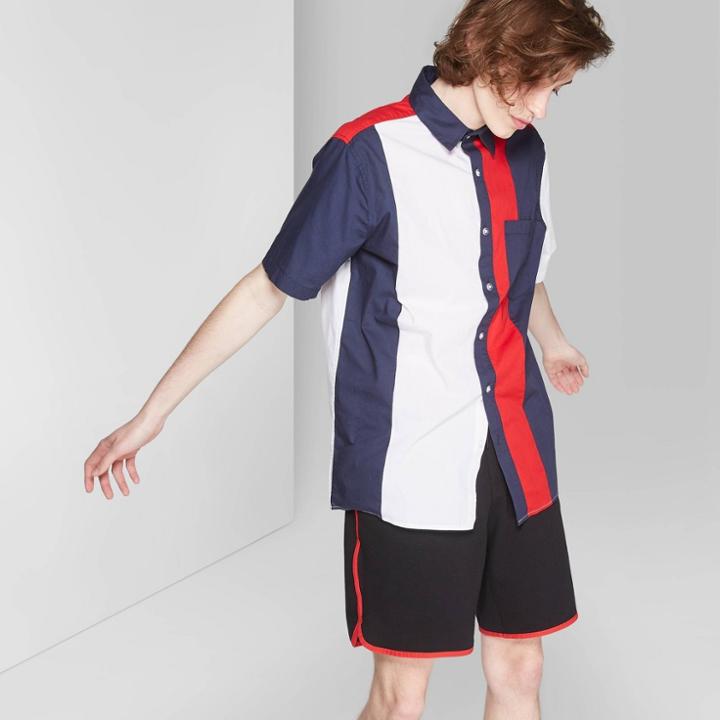 Men's Short Sleeve Button-down Shirt - Original Use Red