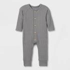 Grayson Collective Baby Cozy Ribbed Button-front Bodysuit - Gray Newborn