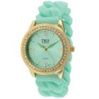 Target Women's Tko Rubber Chain Crystal Bezel Watch - Gold/green, Green/gold