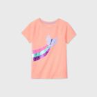 Girls' Short Sleeve Flip Sequin Butterfly T-shirt - Cat & Jack Neon Peach