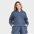 Women's Plus Size Henley Neck Button-front Pullover Sweater - Universal Thread Blue
