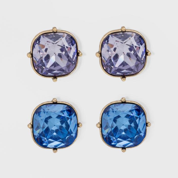 Sugarfix By Baublebar Two-tone Crystal Stud Earring Set - Blue, Girl's