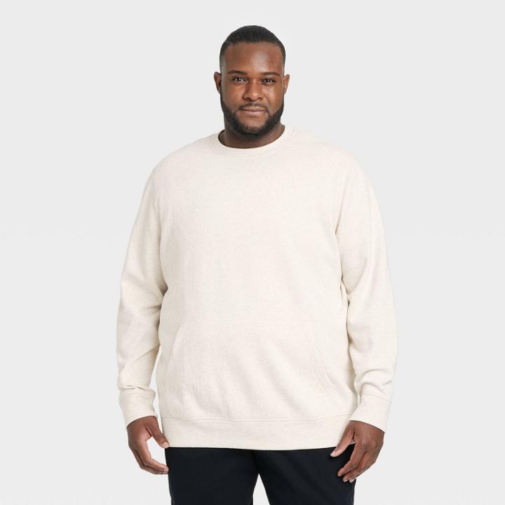 Men's Big & Tall Fleece Pullover - Goodfellow & Co Oatmeal
