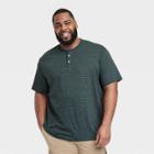 Men's Big & Tall Regular Fit Short Sleeve Henley Shirt - Goodfellow & Co Green