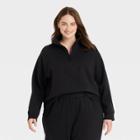 Women's Plus Size Fleece Quarter Zip Sweatshirt - A New Day Black