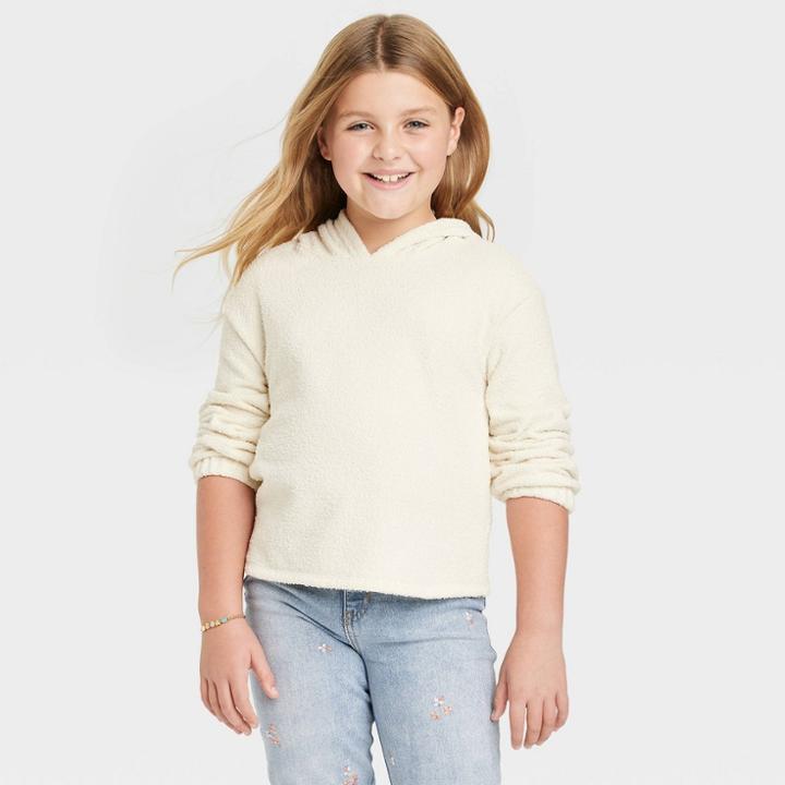 Girls' Hooded Cozy Sweatshirt - Cat & Jack Cream