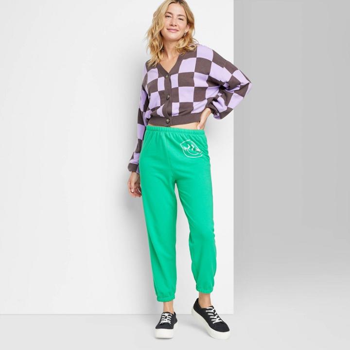 Women's Ascot + Hart Smile Graphic Jogger Pants - Green