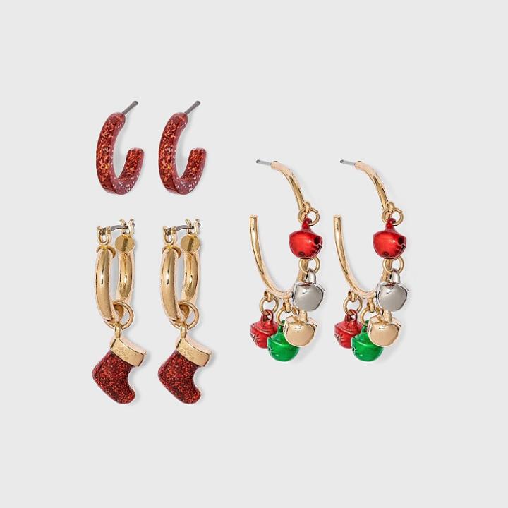Girls' 3pk Christmas Earrings - Art Class