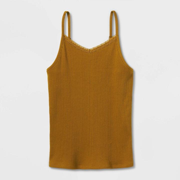 Girls' Lace Trim V-neck Cami - Art Class Brown