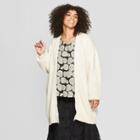 Women's Plus Size Long Faux Fur Blocked Sleeve Cardigan - Who What Wear Cream (ivory)