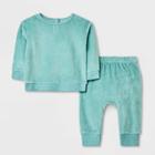 Baby 2pc Ribbed Velour Top & Bottom Set - Cat & Jack Navy Blue Newborn