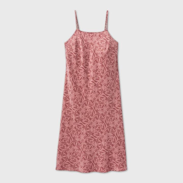 Women's Printed Satin Slip Dress - A New Day Pink