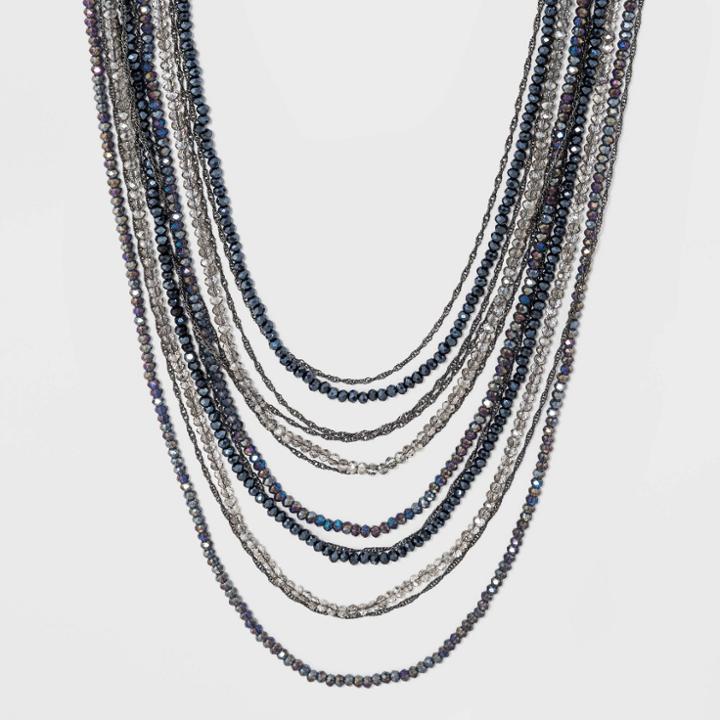 Glass Necklace - A New Day Blue, Women's, Black Blue