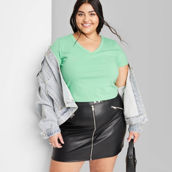 Women's Short Sleeve V-neck T-shirt - Wild Fable