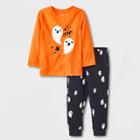 Toddler Boys' Halloween 'boo' Long Sleeve T-shirt And Fleece Jogger Set - Cat & Jack Orange