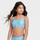 Girls' Daisy Ruched Front Bralette Swimsuit Top - Art Class Blue