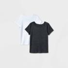 Toddler Boys' Adaptive 2pk Short Sleeve T-shirt - Cat & Jack White/black 2t, Black/white