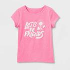Girls' Adaptive 'lets Be Friends' Short Sleeve T-shirt - Cat & Jack Neon Pink
