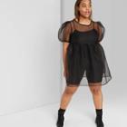 Women's Plus Size Short Sleeve Sheer Dress - Wild Fable Black 1x, Women's,