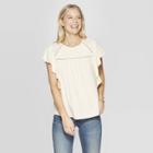 Women's Short Sleeve Scoop Neck Blouse - Knox Rose White