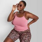 Women's Plus Size Slim Fit Cropped Cami Tank Top - Wild Fable Dusty
