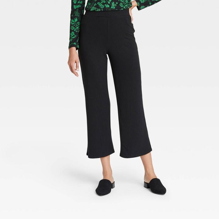 Women's High-rise Wide Leg Cropped Pants - Who What Wear Black