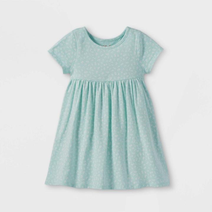Toddler Girls' Printed Knit Short Sleeve Babydoll Dress - Cat & Jack Mint