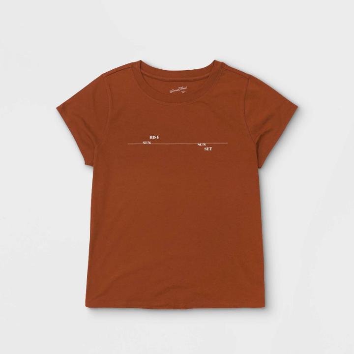 Women's Plus Size Short Sleeve T-shirt - Universal Thread Brown