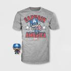 Kids' Marvel Captain America Short Sleeve T-shirt With Mini Funko Pop! - Gray