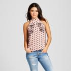 Women's Mockneck Printed Tank Top - Xhilaration (juniors') Coral (pink)