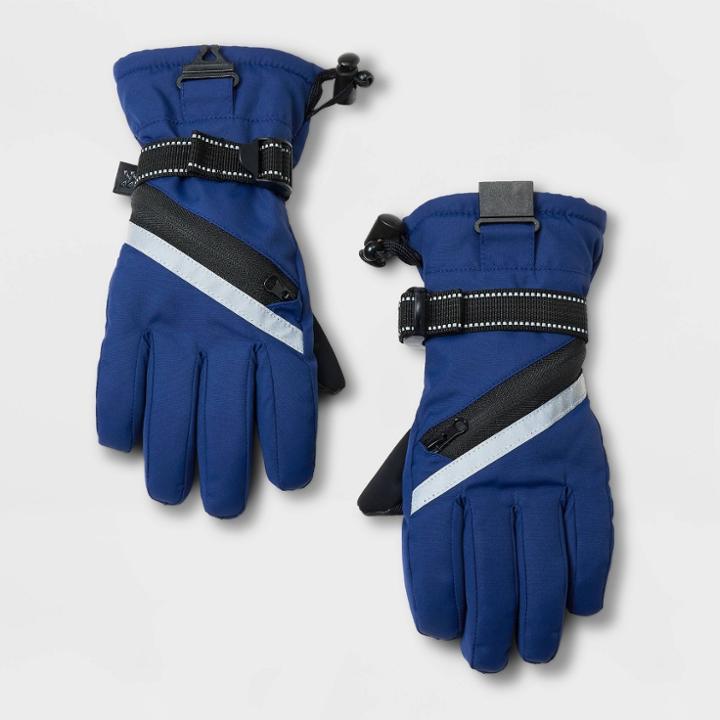 Kids' Zipper Ski Gloves - All In Motion Navy Blue