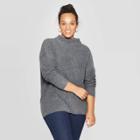 Women's Plus Size Long Sleeve Turtleneck Pullover Sweater - Ava & Viv Gray
