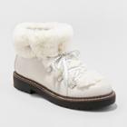 Women's Tessie Faux Fur Hiker Boots - A New Day White