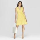 Women's Regular Fit Sleeveless V-neck Wrap Dress - A New Day Yellow