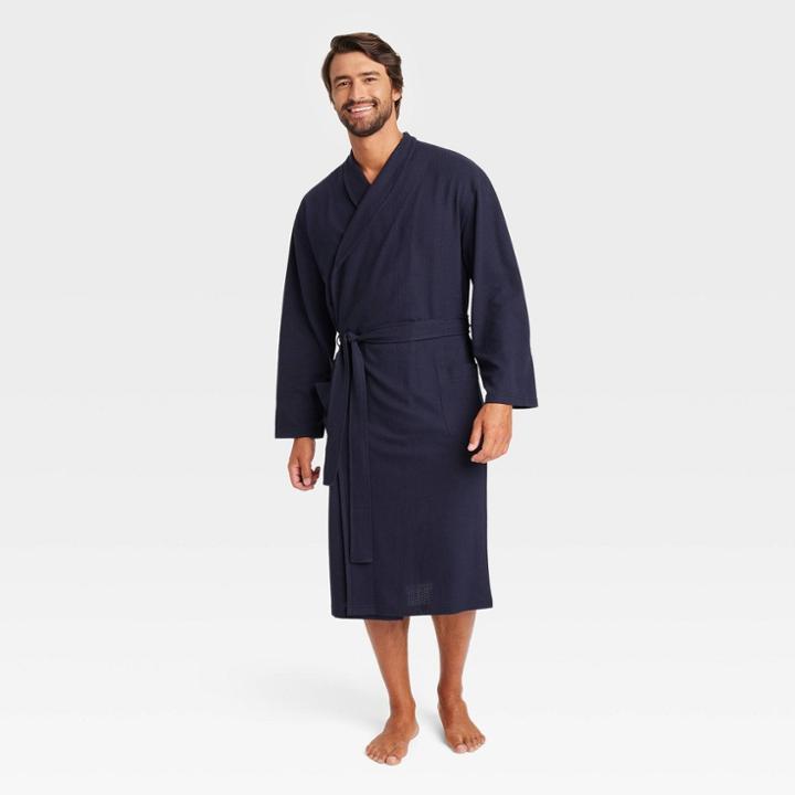 Hanes Premium Men's Waffle Knit Robe - Blue