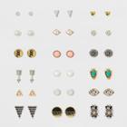 Target Eighteen Pack With Arrow, Owl And Epoxy Filled Castin Earring Set,