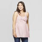 Maternity Striped Halter Neck Tie Front Woven Tank Top - Isabel Maternity By Ingrid & Isabel Red