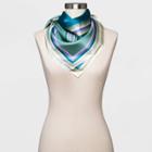 Women's Square Print Silk Scarf - A New Day Green