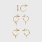 Sugarfix By Baublebar Huggie Hoop Earring Set With Charms - Gold, Girl's